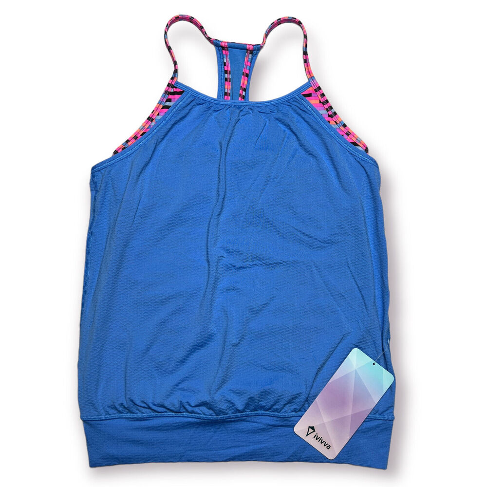 Lululemon IVIVVA Double Dutch Layer Tank SIZE Girls 12 Blue Lightweight Top NWT